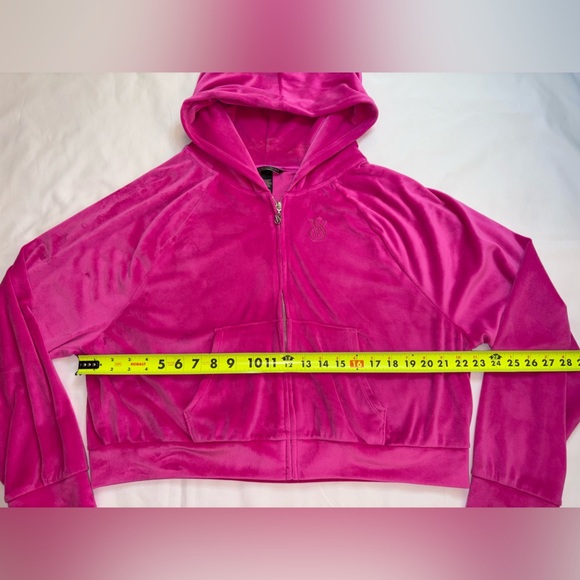 Victoria’s Secret Size L Hot Pink Velour Track Suit Cropped Hooded Jacket - Picture 2 of 5